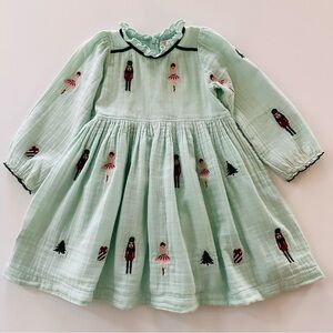 Pink Chicken Girls 6 Nutcracker Holiday Christmas Ruffle Collar Dress Mint Green